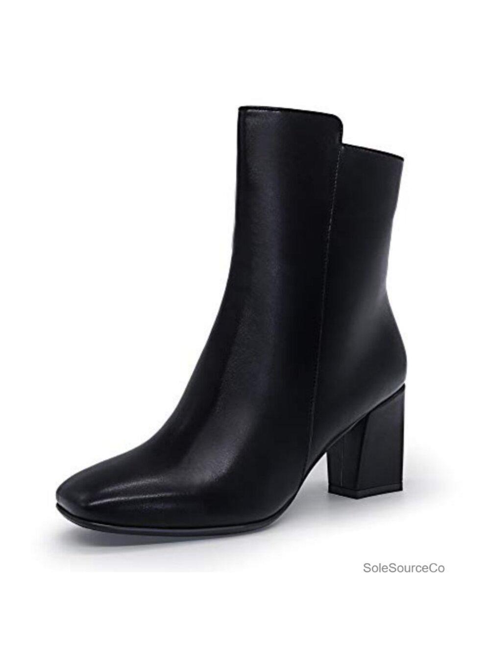 IDIFU Square Toe Ankle Boots 3in Block Heel Side Zip Booties